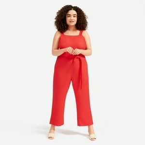 Everlane red linen jumpsuit